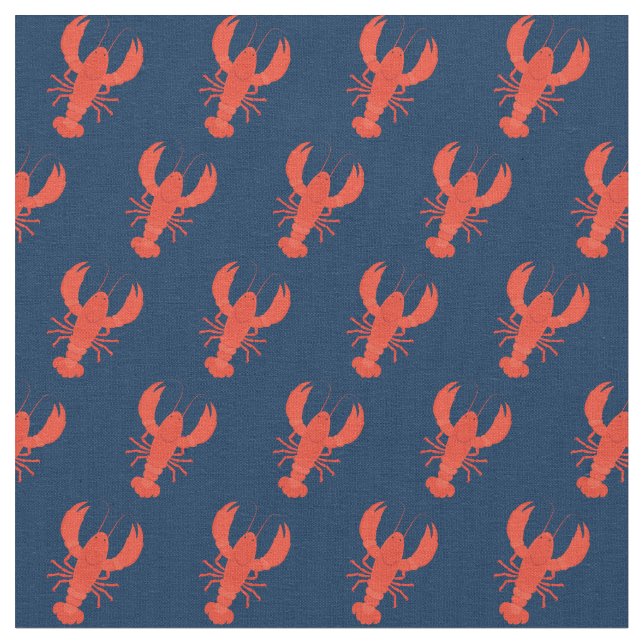 Lobster Navy Blue Fabric (Close Up)