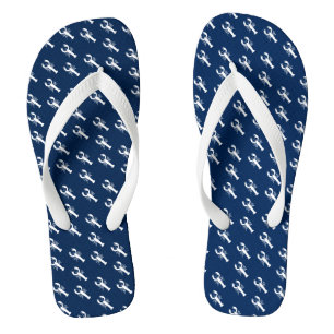 Lobster navy blue white pattern thongs