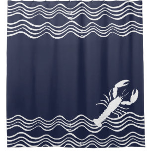 Lobster Ocean Blue and white Bath Towel Set Shower Shower Curtain