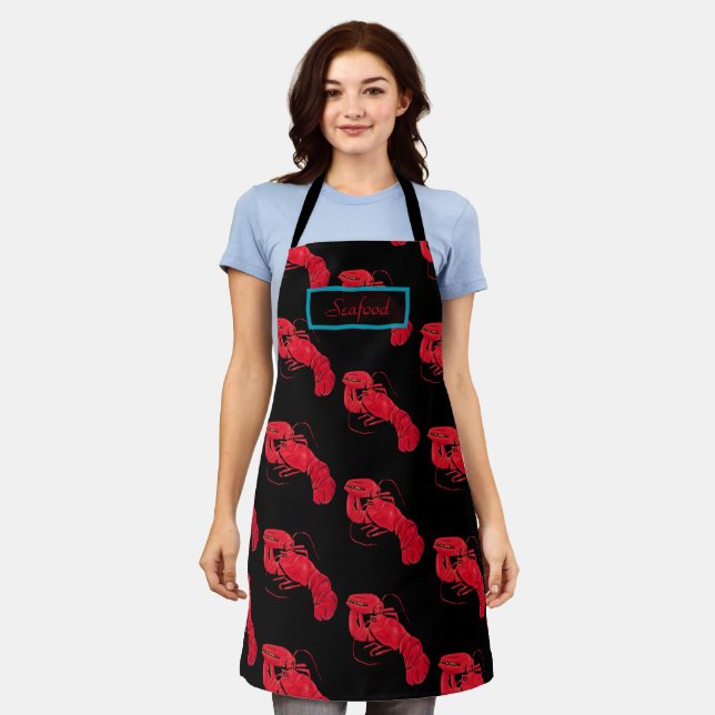 Lobster on Black Background by Marsden Hartley Apron (Worn)