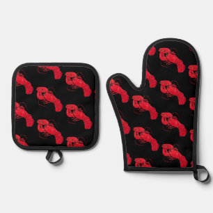 Lobster on Black Background by Marsden Hartley Oven Mitt & Pot Holder Set