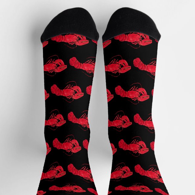 Lobster on Black Background by Marsden Hartley Socks (Top)