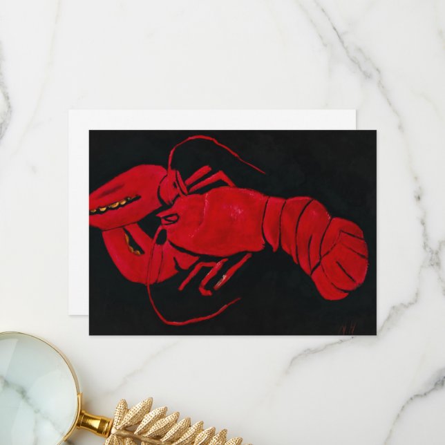 Lobster on Black Background by Marsden Hartley Thank You Card (Front/Back In Situ)
