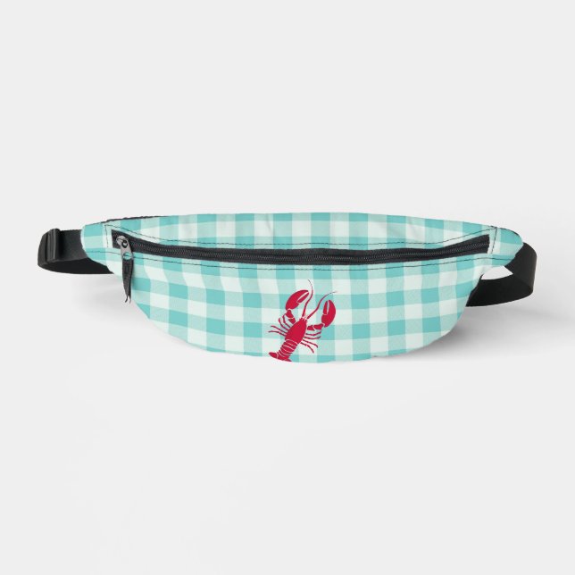 Lobster on Blue Gingham Bum Bags (Front)