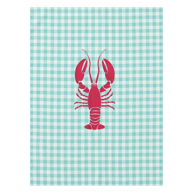 Lobster on Blue Gingham   Tablecloth (Front)