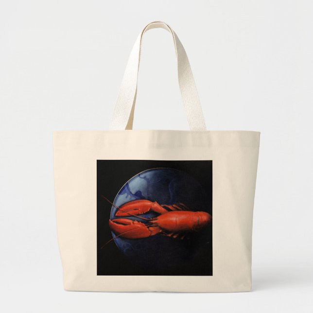 Lobster on Tiffany Plate Large Tote Bag (Front)