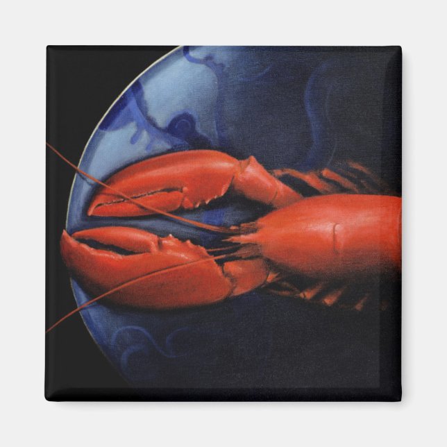 Lobster on Tiffany Plate Magnet (Front)