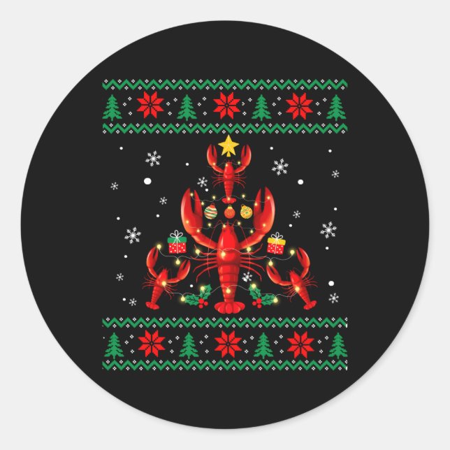 Lobster Ornat Tree Ugly Classic Round Sticker (Front)