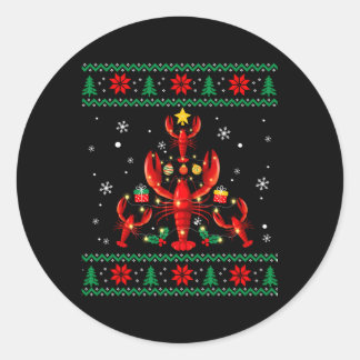Lobster Ornat Tree Ugly Classic Round Sticker