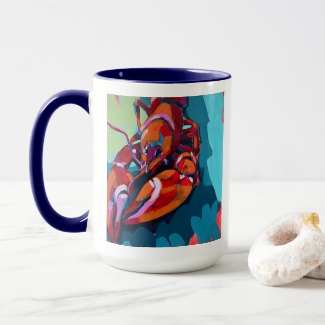 Lobster Painting - Beach Home Decor Mug (With Donut)