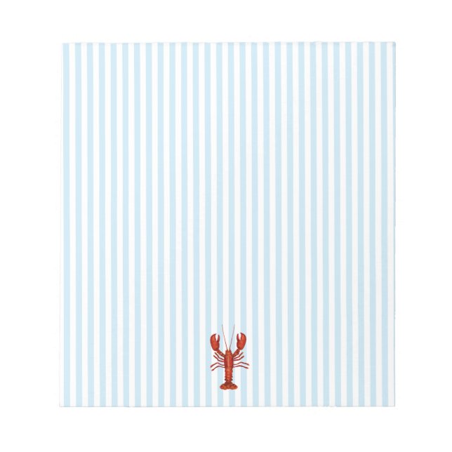 Lobster Painting Nautical Blue Stripe Preppy Notepad (Front)
