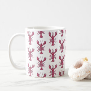 Lobster Painting Nautical Coastal Pattern Coffee Mug
