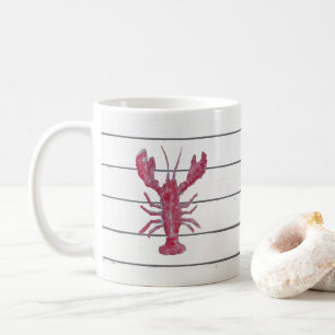 Lobster Painting Nautical Shiplap Coastal Coffee Mug