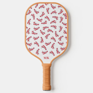Lobster Pattern Monogram Pickleball Paddle