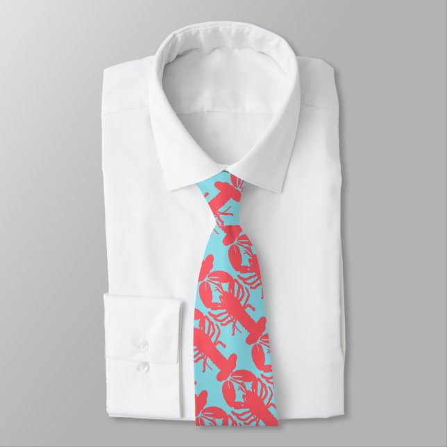 Lobster Pattern Neck Tie (Tied)