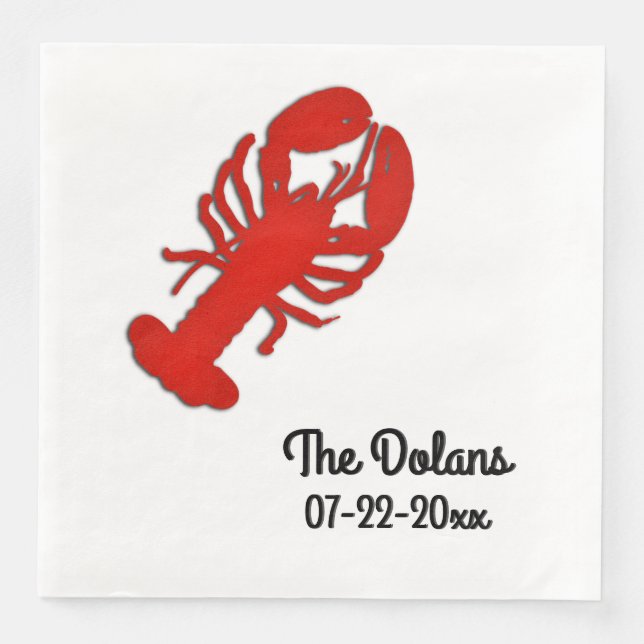 Lobster Personalised Napkin (Front)