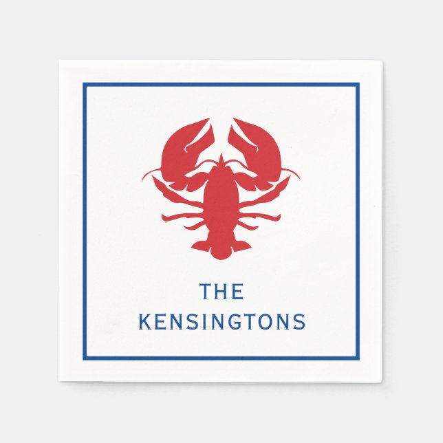 Lobster Personalised Party Napkins (Front)