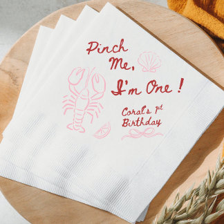 Lobster Pinch Me Birthday Napkins girl 1st birthda