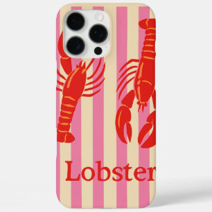 Lobster Pop Bold Crustaceans on Candy Stripes iPhone 16 Pro Max Case