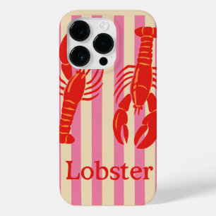Lobster Pop Bold Crustaceans on Candy Stripes Case-Mate iPhone 14 Pro Case