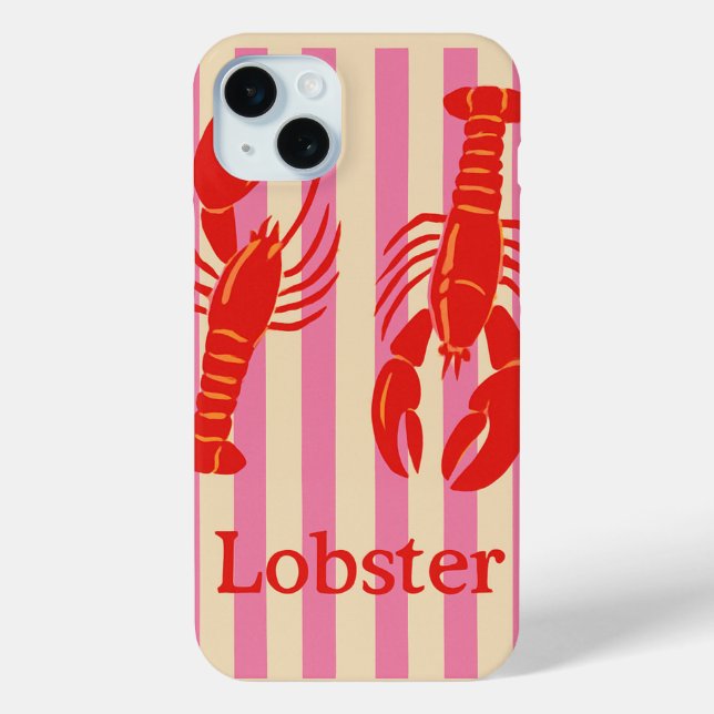Lobster Pop Bold Crustaceans on Candy Stripes Case-Mate iPhone Case (Back)