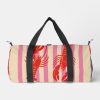 Lobster Pop Bold Crustaceans on Candy Stripes