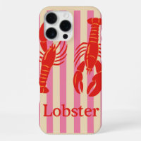 Lobster Pop Bold Crustaceans on Candy Stripes