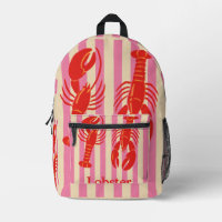 Lobster Pop Bold Crustaceans on Candy Stripes