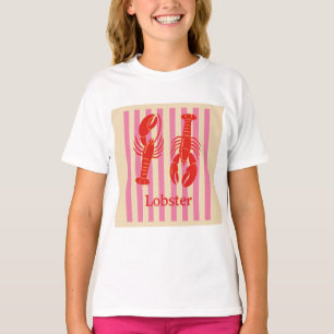 Lobster Pop Bold Crustaceans on Candy Stripes T-Shirt