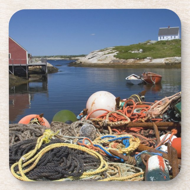 Lobster pots, buoys, and ropes on the dock at coaster (Front)