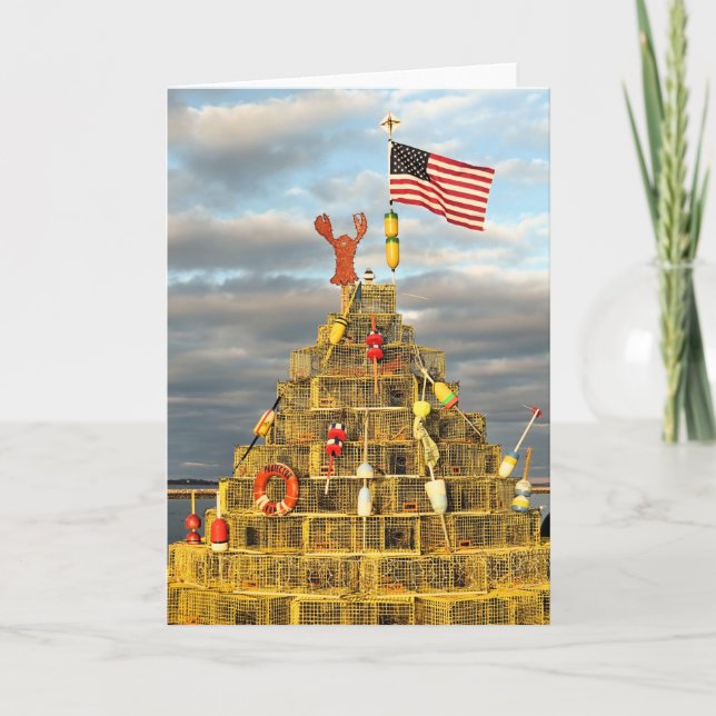 Lobster Pots Tree in Plymouth, MA Holiday Card (Front)