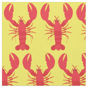 Lobster Print Fabric Yellow