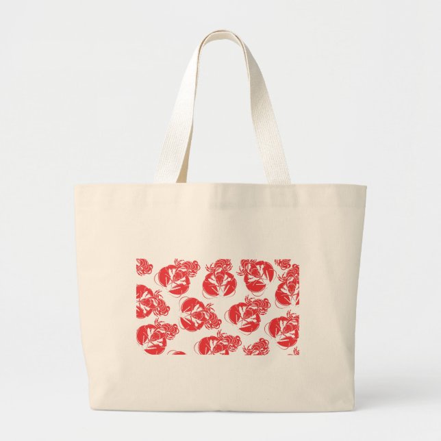 lobster print large tote bag (Front)