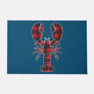 Lobster Red Plaid Buffalo Matching Pajama Family Doormat