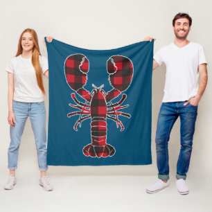 Lobster Red Plaid Buffalo Matching Pajama Family Fleece Blanket