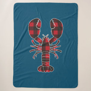 Lobster Red Plaid Buffalo Matching Pajama Family Sherpa Blanket