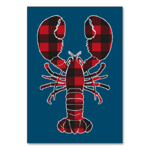 Lobster Red Plaid Buffalo Matching Pajama Family Table Number