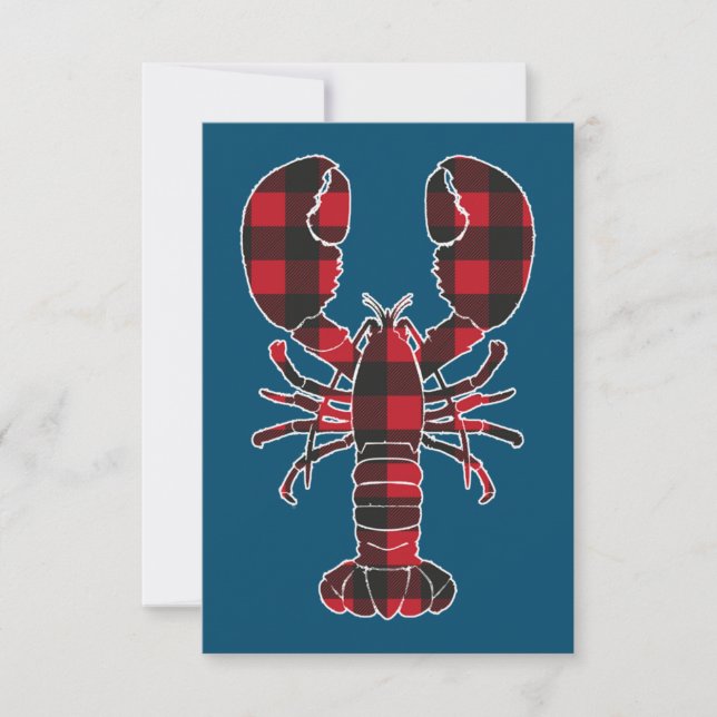 Lobster Red Plaid Buffalo Matching Pajama Family  Thank You Card (Front)