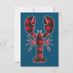 Lobster Red Plaid Buffalo Matching Pajama Family  Thank You Card