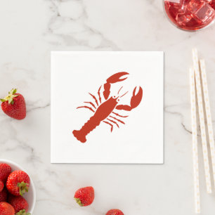 Lobster red white modern graphic cute fun party napkin