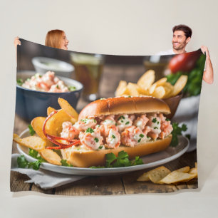 Lobster Roll And Potato Chips Fleece Blanket