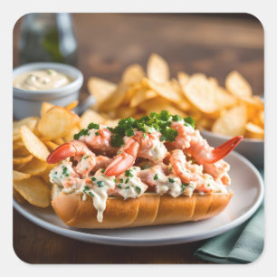 Lobster Roll and Potato Chips Square Sticker