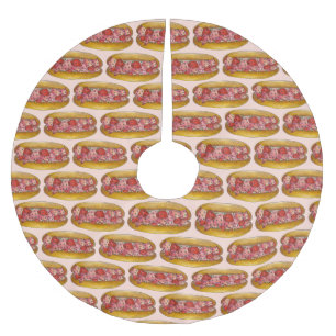 Lobster Roll Portland Maine Seafood Sandwich Brushed Polyester Tree Skirt
