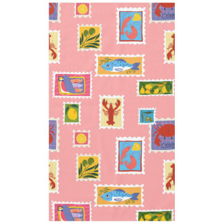 lobster sardine lemon seafood stamps collage tablecloth