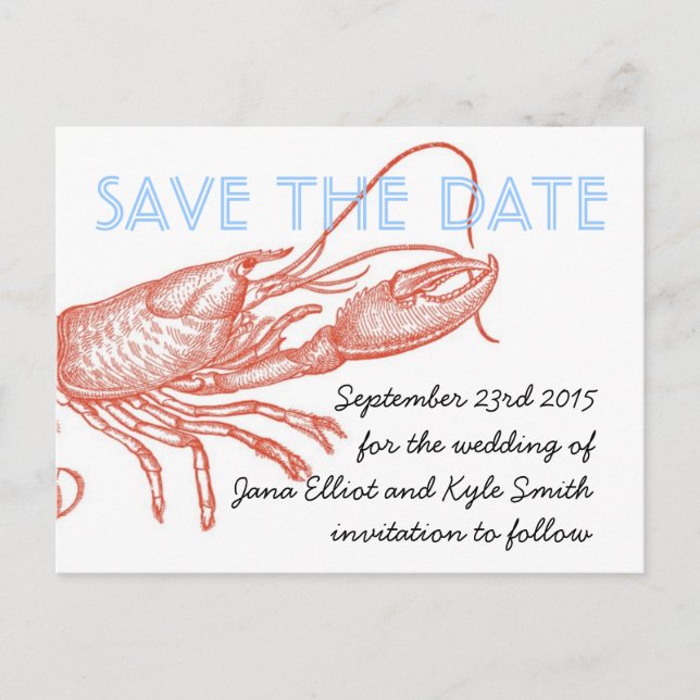 Lobster Save the Date Announcement Postcard (Front)