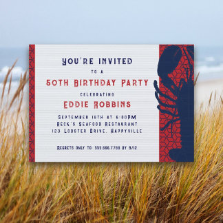 Lobster Seafood Birthday Party Invitation