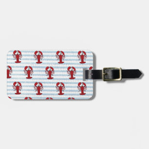 lobster seersucker luggage tag