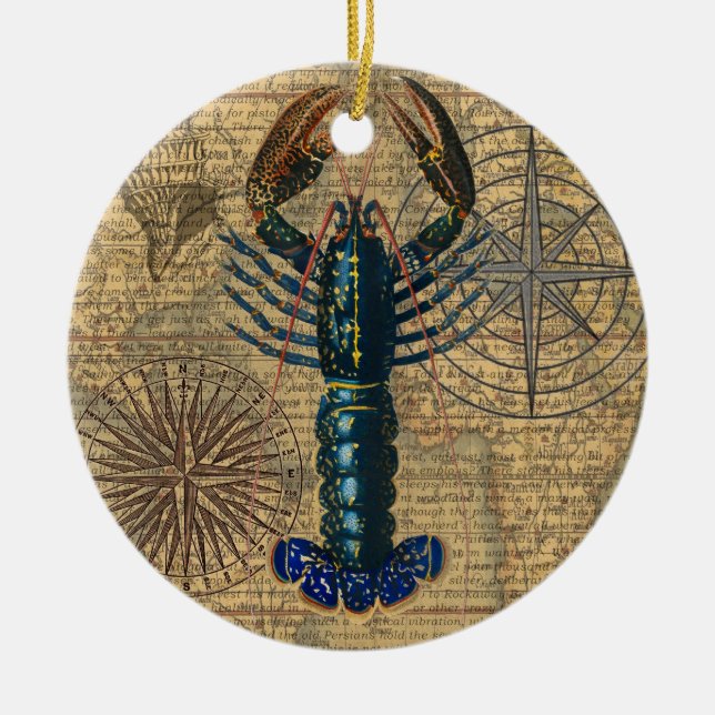 Lobster Shellfish Seafood Maine Classic Ocean Ceramic Ornament (Front)