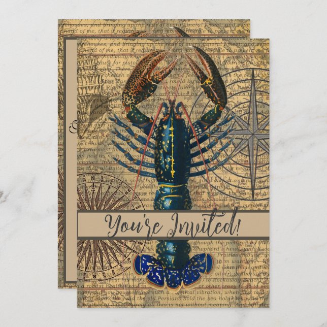 Lobster Shellfish Seafood Maine Classic Ocean Invitation (Front/Back)