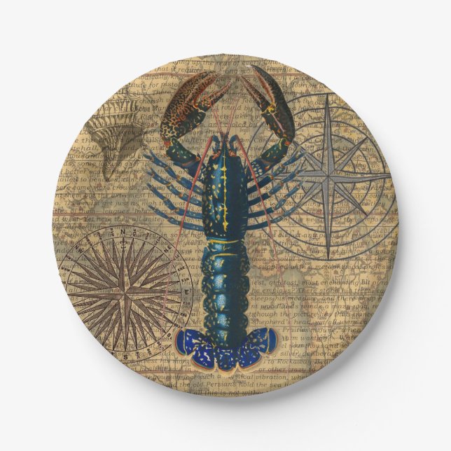 Lobster Shellfish Seafood Maine Classic Ocean Paper Plate (Front)